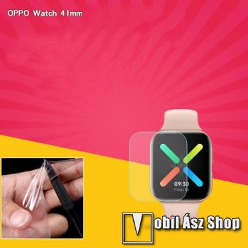 Oppo Watch 41mm, TPU okosóra képernyővédő fólia, 1db, Clear, törlőkendővel