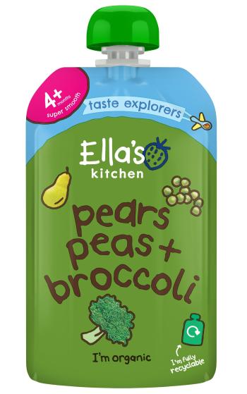 ELLA'S KITCHEN BIO Hruška, hrášok a brokolica 120 g