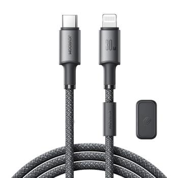 JOYROOM S-A50 Kábel s magnetickým organizérom USB Typ-C / Lightning 30W 1.2 metra šedý