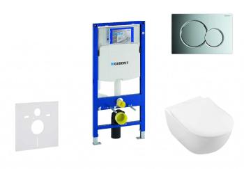 GEBERIT - Duofix Modul na závesné WC s tlačidlom Sigma01, lesklý chróm + Villeroy Boch - WC a doska, DirectFlush, SoftClose, CeramicPlus 111.300.00.5 NI2