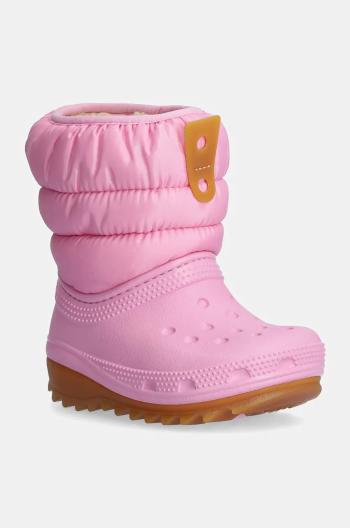 Detské snehule Crocs CLASSIC NEO PUFF BOOT ružová farba, 207683.G