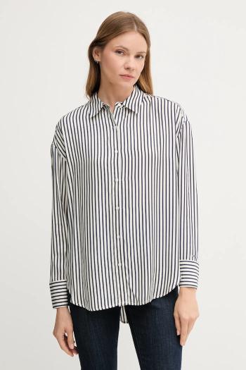 Košeľa Tommy Hilfiger tmavomodrá farba, voľný strih, s klasickým golierom, WW0WW45888