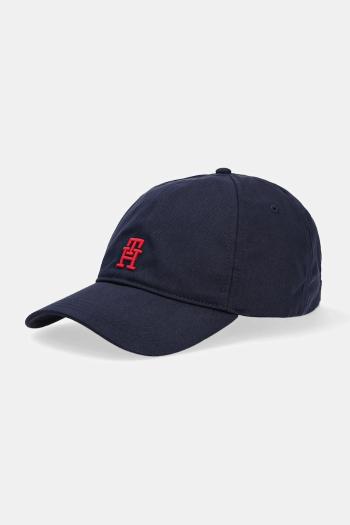Bavlnená šiltovka Tommy Hilfiger tmavomodrá farba, s nášivkou, AM0AM13542