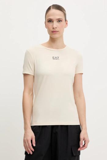 Tričko EA7 Emporio Armani dámske, béžová farba, AF12115.7W000072