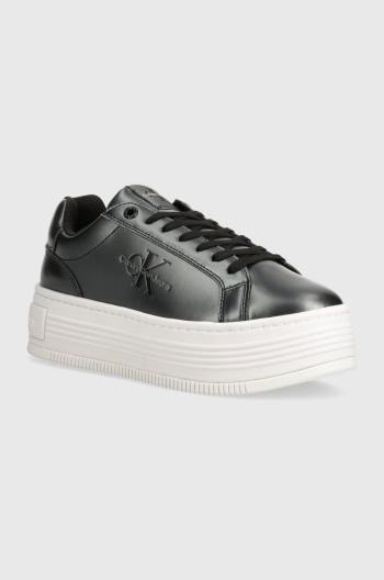 Tenisky Calvin Klein Jeans BOLD PLATF LOW LACE LTH ML MTL čierna farba, YW0YW01464