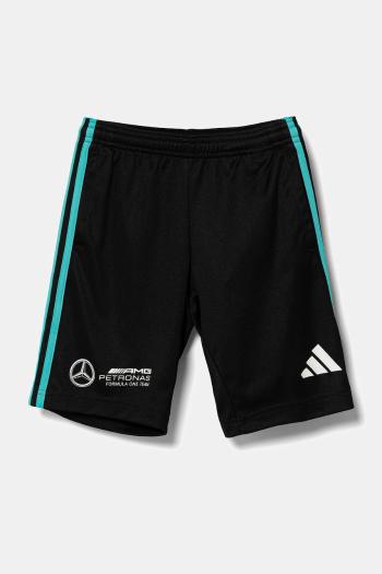 Detské krátke nohavice adidas Performance x Mercedes F1 Team čierna farba, s nášivkou, nastaviteľný pás JV5428