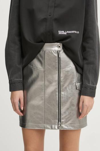Sukňa Karl Lagerfeld Jeans strieborná farba, mini, áčkový strih, A1W12013
