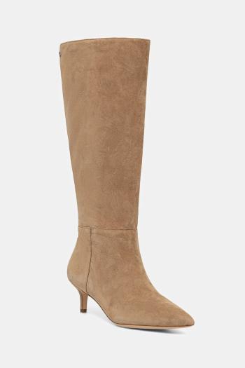 Semišové čižmy Lauren Ralph Lauren Mckay Tl Hl béžová farba, na vysokom podpätku, 802967811001