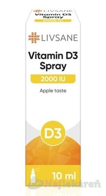 Livsane Vitamín D3, 2000 IU sprej s príchuťou jablka 10 ml