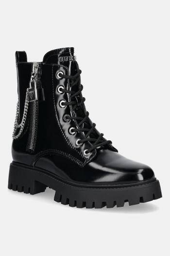 Členkové topánky Guess FIORELO čierna farba, na plochom podpätku, FLTFRO ELE10
