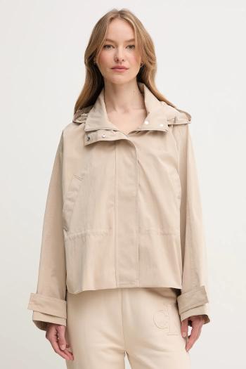 Bunda Calvin Klein Jeans béžová farba, prechodná, oversize, LV047AB502