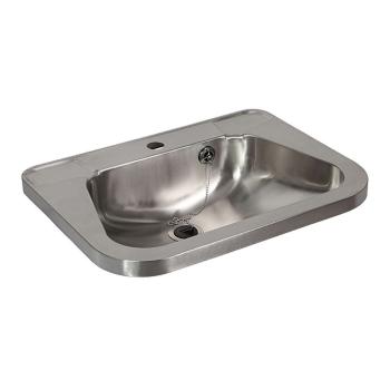SANELA - Nerezová umyvadla Umývadlo, 560x420 mm, s prepadom, s otvorom na batériu, nerezová SLUN 26