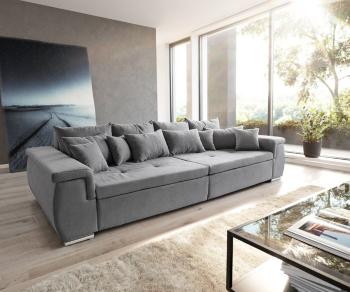 Pohovka Navin sivá pohovka s vankúšmi s rozmermi 275x116 cm