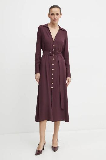 Šaty Twinset bordová farba, midi, áčkový strih, 242TT2320