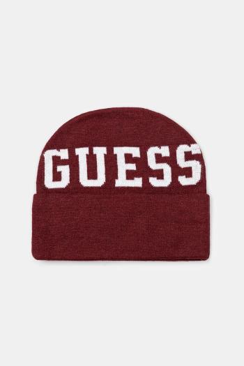 Detská čiapka Guess bordová farba biela, z tenkej pleteniny, L5YZ04 Z3GW0