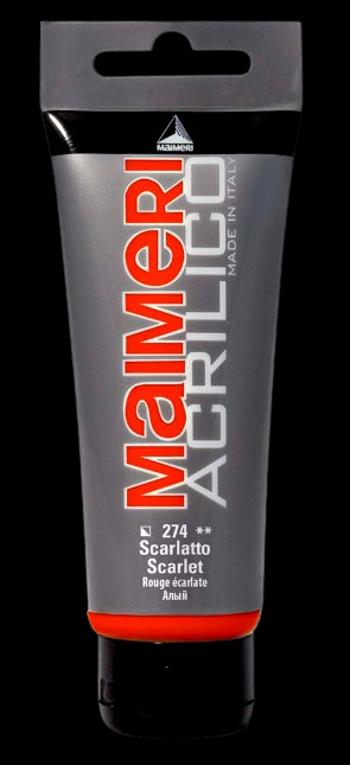 MAIMERI ACRILICO - Akrylové farby 274 - scarlet, 0,2 L