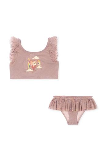 Dvojdielne detské plavky Konges Sløjd SPARKY BIKINI ružová farba, KS102855