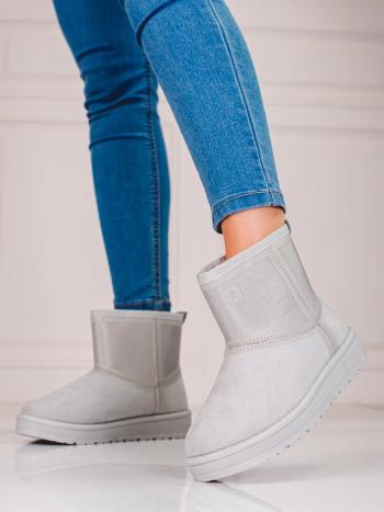 Trendy dámske snehové topánky sivé bez podpätku