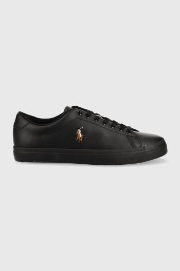 Kožené tenisky Polo Ralph Lauren Longwood čierna farba, 816884372002