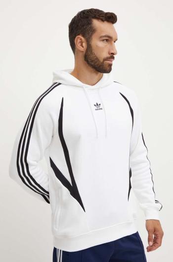 Bavlnená mikina adidas Originals pánska, biela farba, s kapucňou, vzorovaná, IZ4829