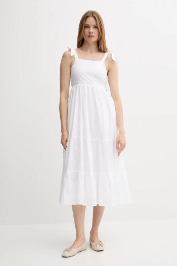 Šaty Pepe Jeans biela farba, midi, áčkový strih, PL953749