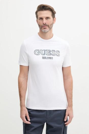 Bavlnené polo tričko Guess biela farba, jednofarebné, F5GP00 K9WF1
