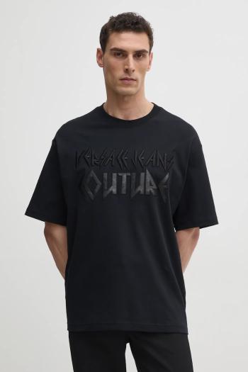 Bavlnené tričko Versace Jeans Couture pánsky, čierna farba, s nášivkou, 78GAHE02 CJ01E