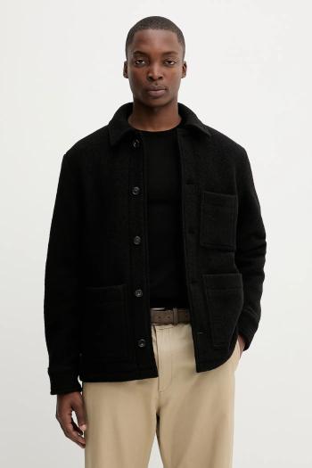 Vlnená bunda A.P.C. veste emile logo čierna farba, prechodná, WVBEH.H32029