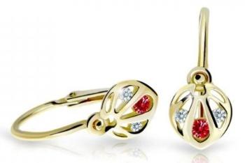 Cutie Jewellery Slušivé detské náušnice zo žltého zlata C2265-10-X-1 červená