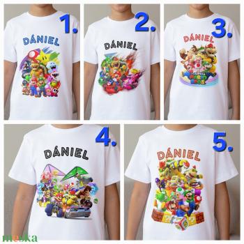 Super Mario kisfiú gyerek póló névvel