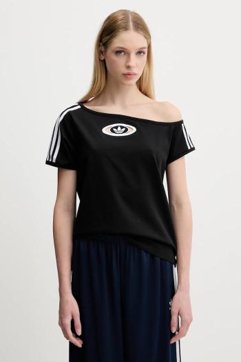 Tričko adidas Originals Offshoulder Tee dámske, čierna farba, KC8796