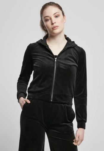 Urban Classics Ladies Short Velvet Zip Hoody black - L