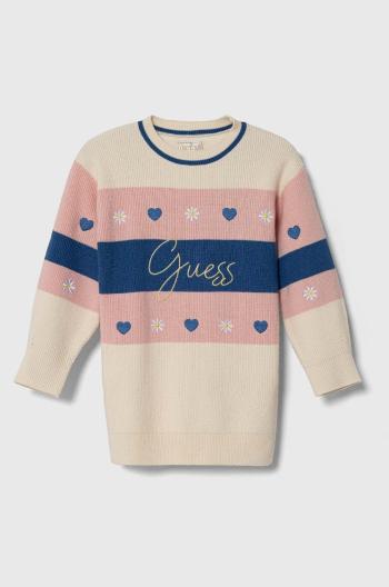 Dievčenské šaty Guess béžová farba, mini, rovný strih, K4YK12 Z2V42