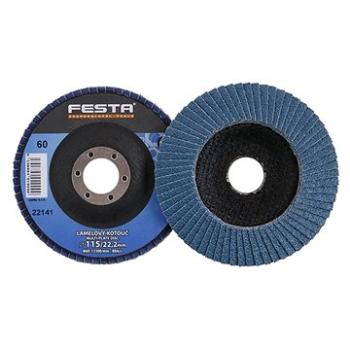 Kotouč lamelový brusný na kov a nerez O 115 x 22,23 mm, zrnitost 60, FESTA (122141)