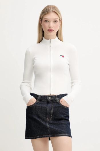 Kardigán Tommy Jeans biela farba, ľahké, DW0DW20967