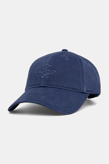 Bavlnená šiltovka Tommy Hilfiger tmavomodrá farba, s nášivkou, AW0AW17489