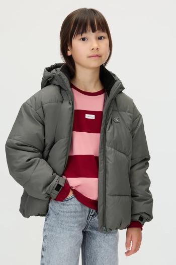 Detská bunda Calvin Klein Jeans šedá farba, IG0IG02056