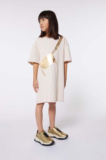 Dievčenské bavlnené šaty Marc Jacobs béžová farba, mini, rovný strih, W60230