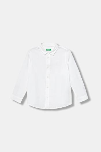 Detská bavlnená košeľa United Colors of Benetton biela farba, 54AZGQ00J