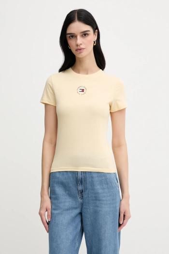 Tričko Tommy Jeans dámske, žltá farba, DW0DW20316