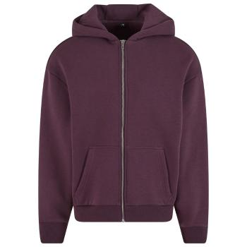 Build Your Brand Hebká pánska mikina na zips Fluffy - Slivková | XL