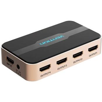 Vention 1 In 4 Out HDMI Splitter 4 K@30 Hz Gold Aluminum Alloy Type (ACCG0-EU)