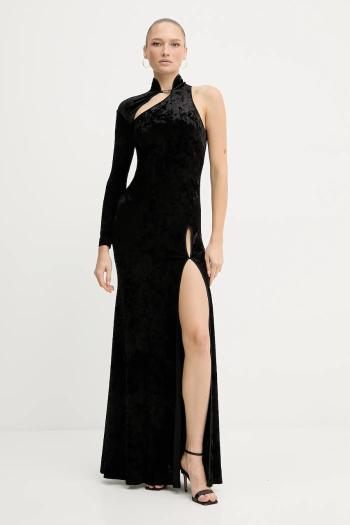 Zamatové šaty Versace Jeans Couture čierna farba, maxi, áčkový strih, 79HAO910 J0193