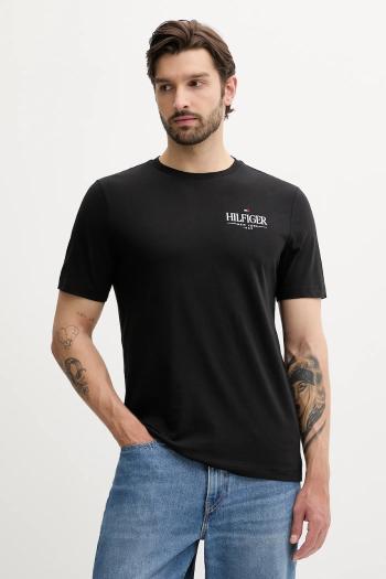 Bavlnené tričko Tommy Hilfiger pánske, čierna farba, s potlačou, MW0MW39355