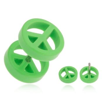 Falošný plug do ucha z akrylu, svetlozelený symbol mieru
