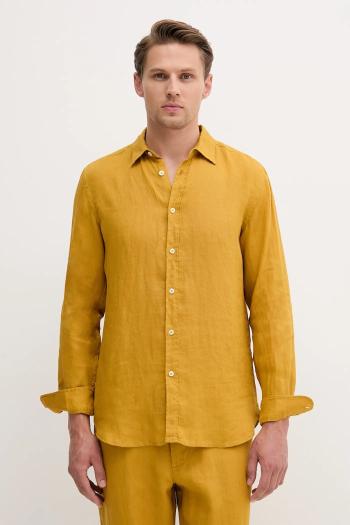 Ľanová košeľa United Colors of Benetton regular, s klasickým golierom, 5BKU5QJG8
