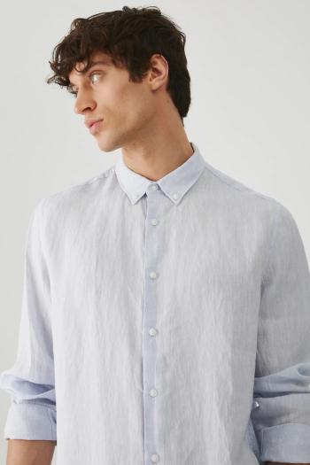 Ľanová košeľa Medicine pánska, regular, s golierom button-down