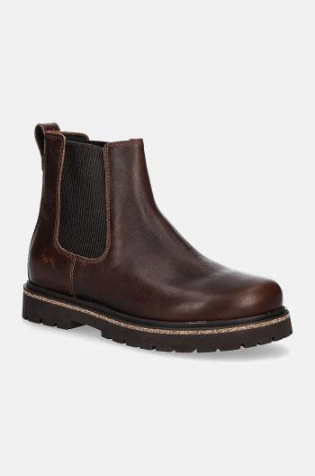 Kožené členkové topánky Birkenstock dámske, hnedá farba, na plochom podpätku