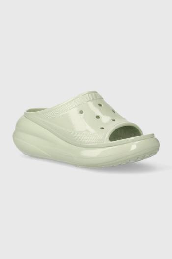 Šľapky Crocs Crush High Shine Slide dámske, zelená farba, na platforme, 209648