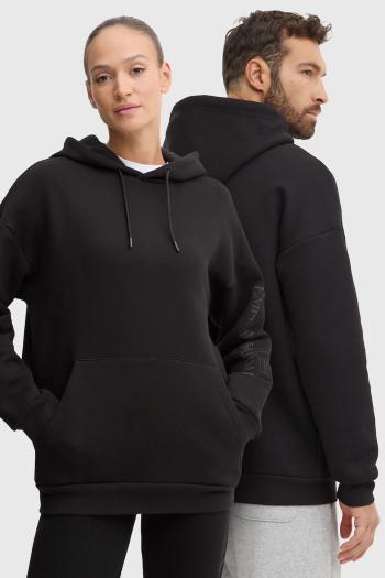 Bavlnená mikina EA7 Emporio Armani čierna farba, s kapucňou, s potlačou, PJOPZ.6DUM15